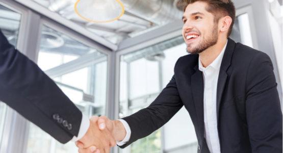 After interview friendly handshake