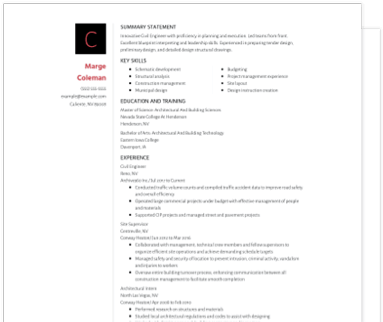 civil engineering cv templates