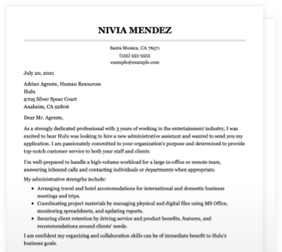 Administrative Assistant Cover Letter