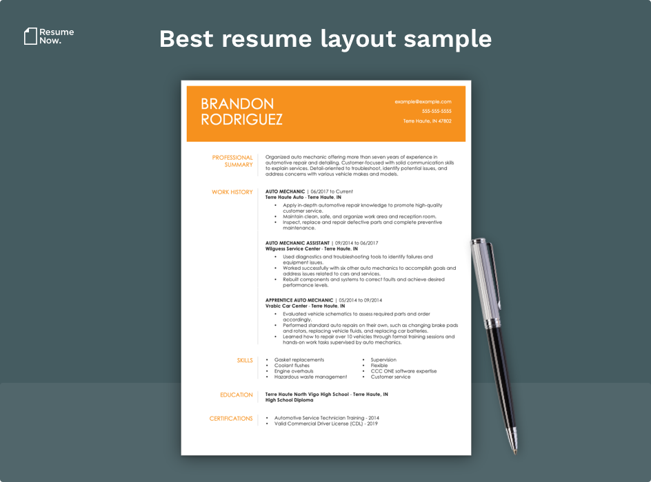 Best Resume Layout Sample