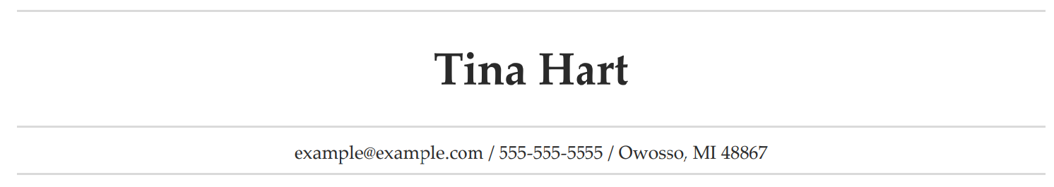 header section of a cover letter simplify