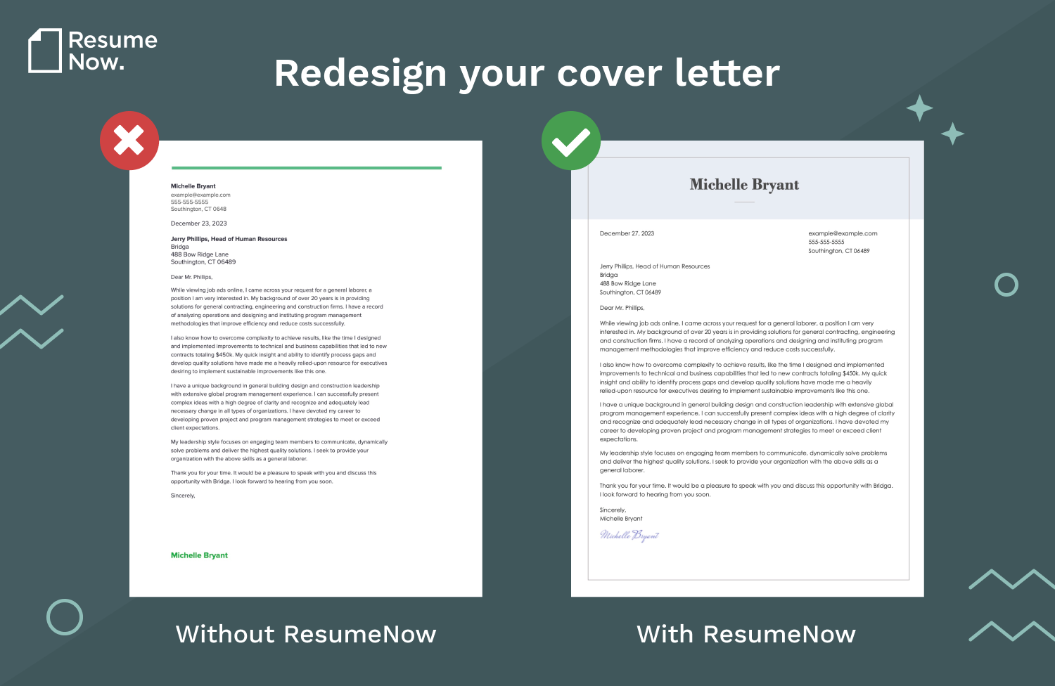 Cover letter contrast image