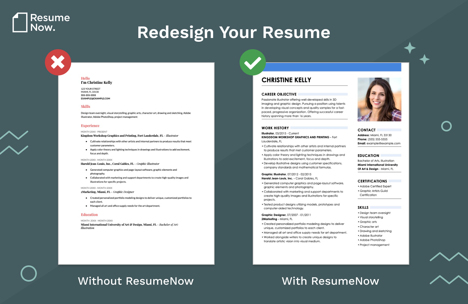 Modern resume contrast image