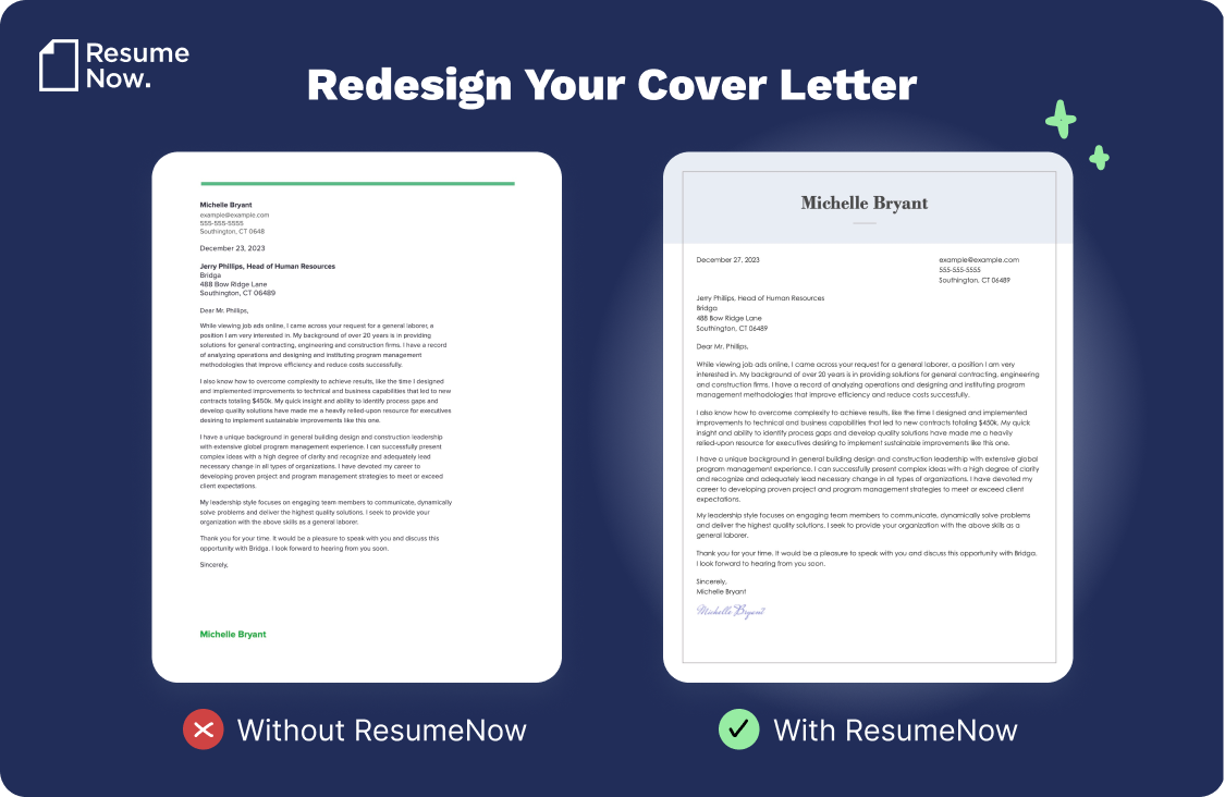 Cover letter contrast image