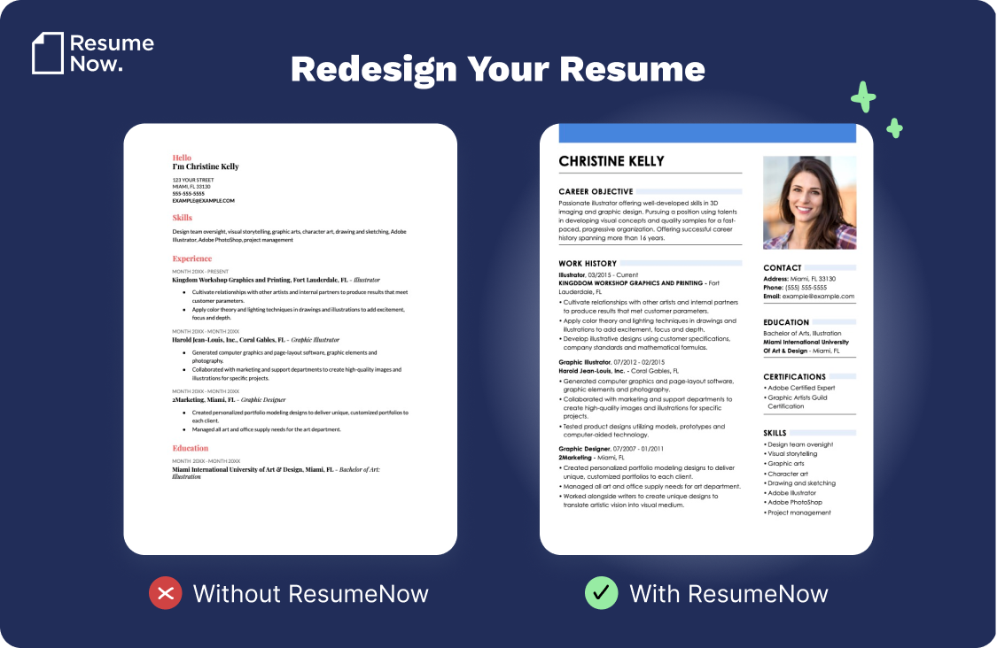 Modern resume contrast image