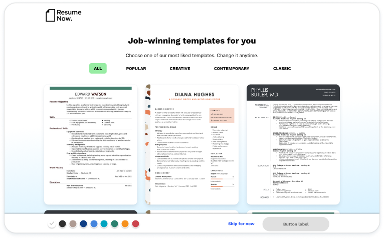 CV Choose Template Initial