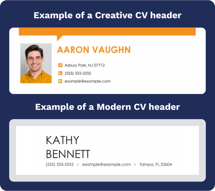Example Of Creative Cv Header