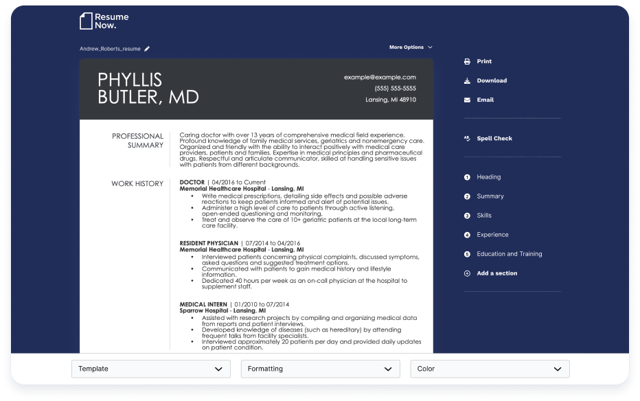 Format and finishing the resume