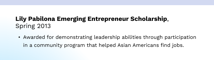 awards on resume - example 2