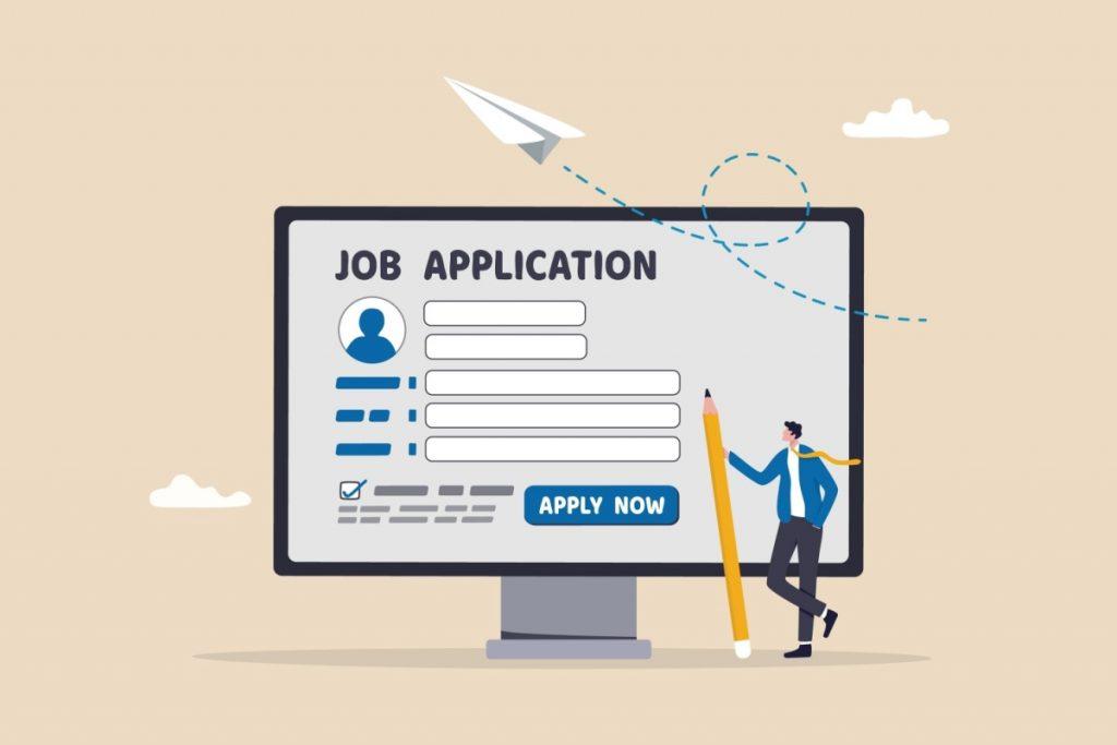 illustration of computer monitor that shows a job application