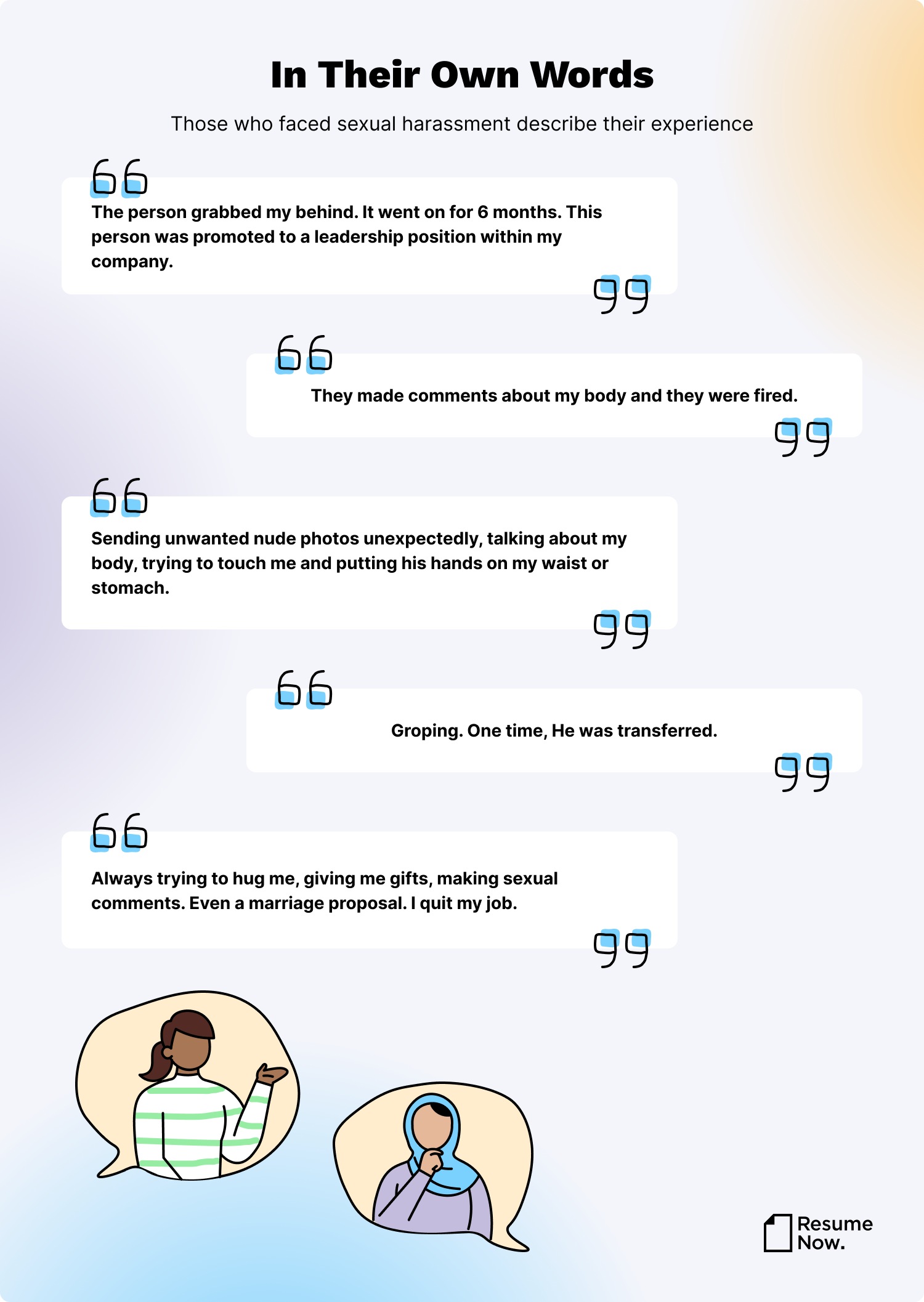 Quotes from people that experienced sexual harassment