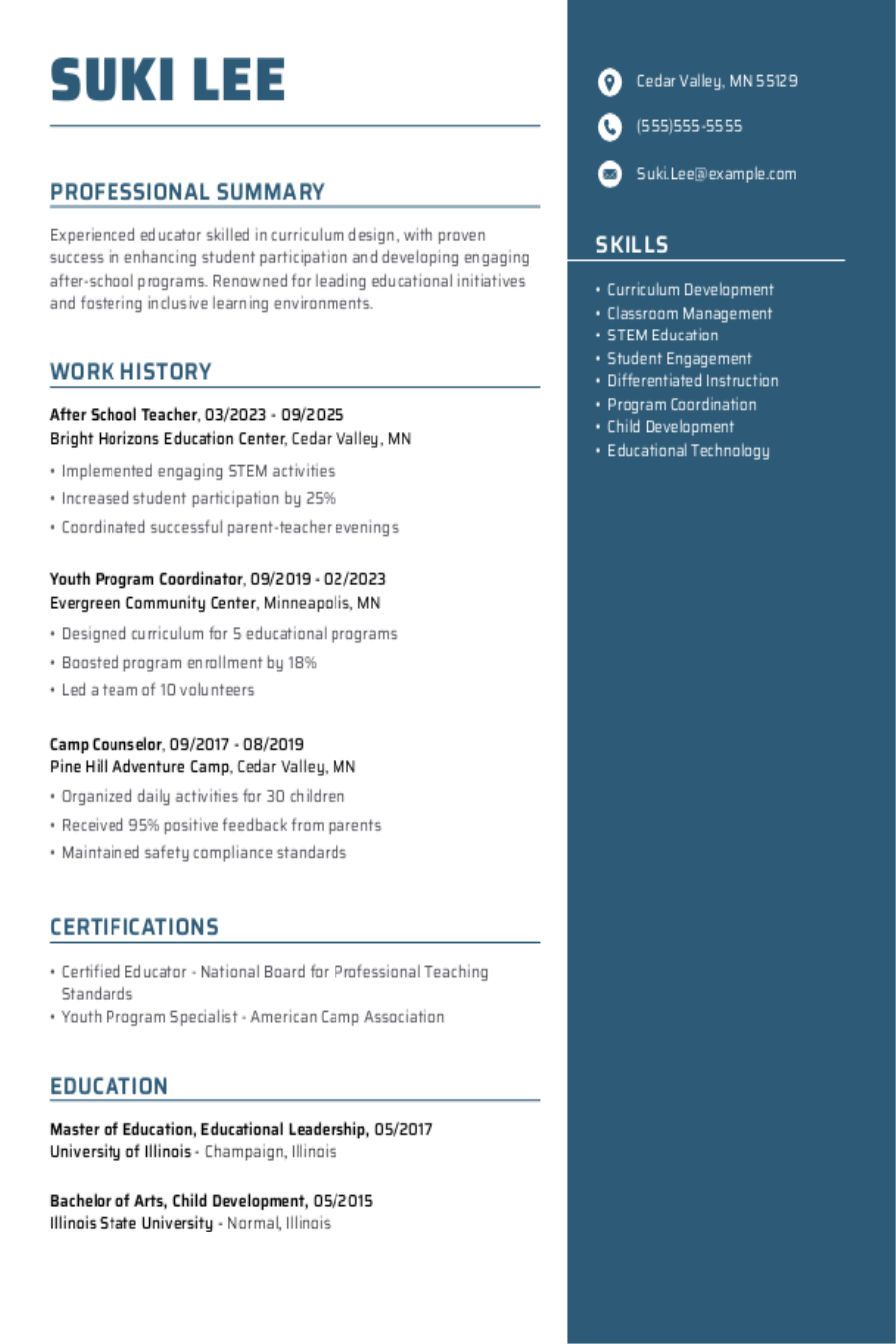After School Teacher Resume: Examples & Templates After School Teacher Resume: Examples & Templates