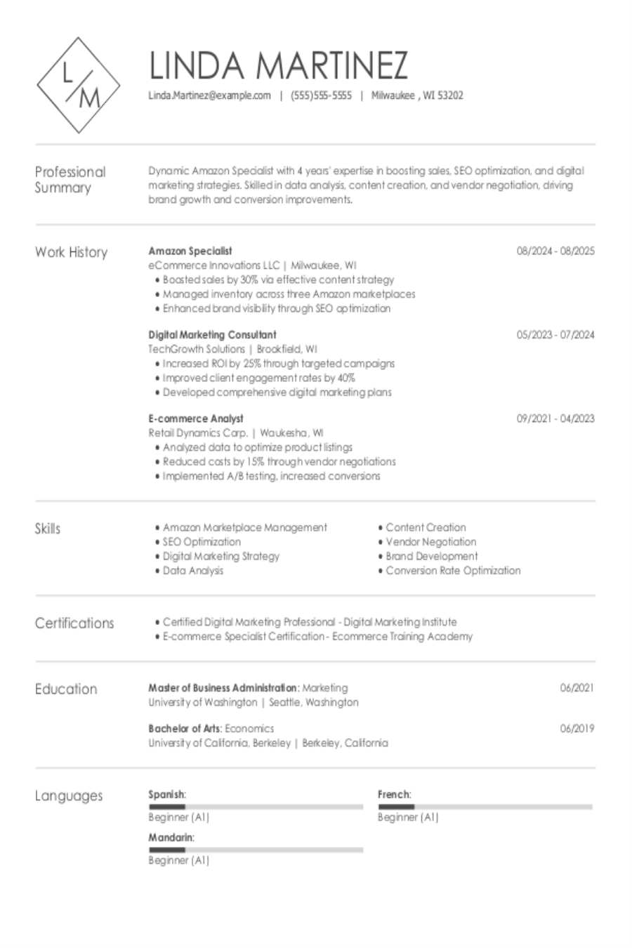 Amazon Resume: Examples & Templates Amazon Resume: Examples & Templates