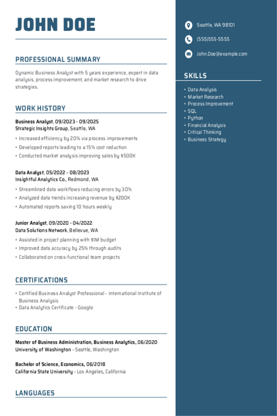 Business Analyst Resume: Examples & Templates Business Analyst Resume: Examples & Templates