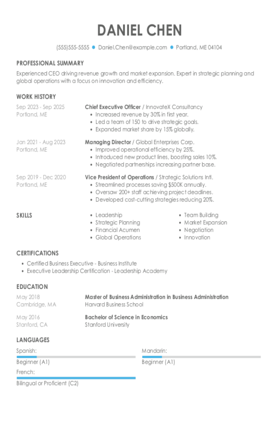 Chief Executive Officer Resume: Examples & Templates Chief Executive Officer Resume: Examples & Templates