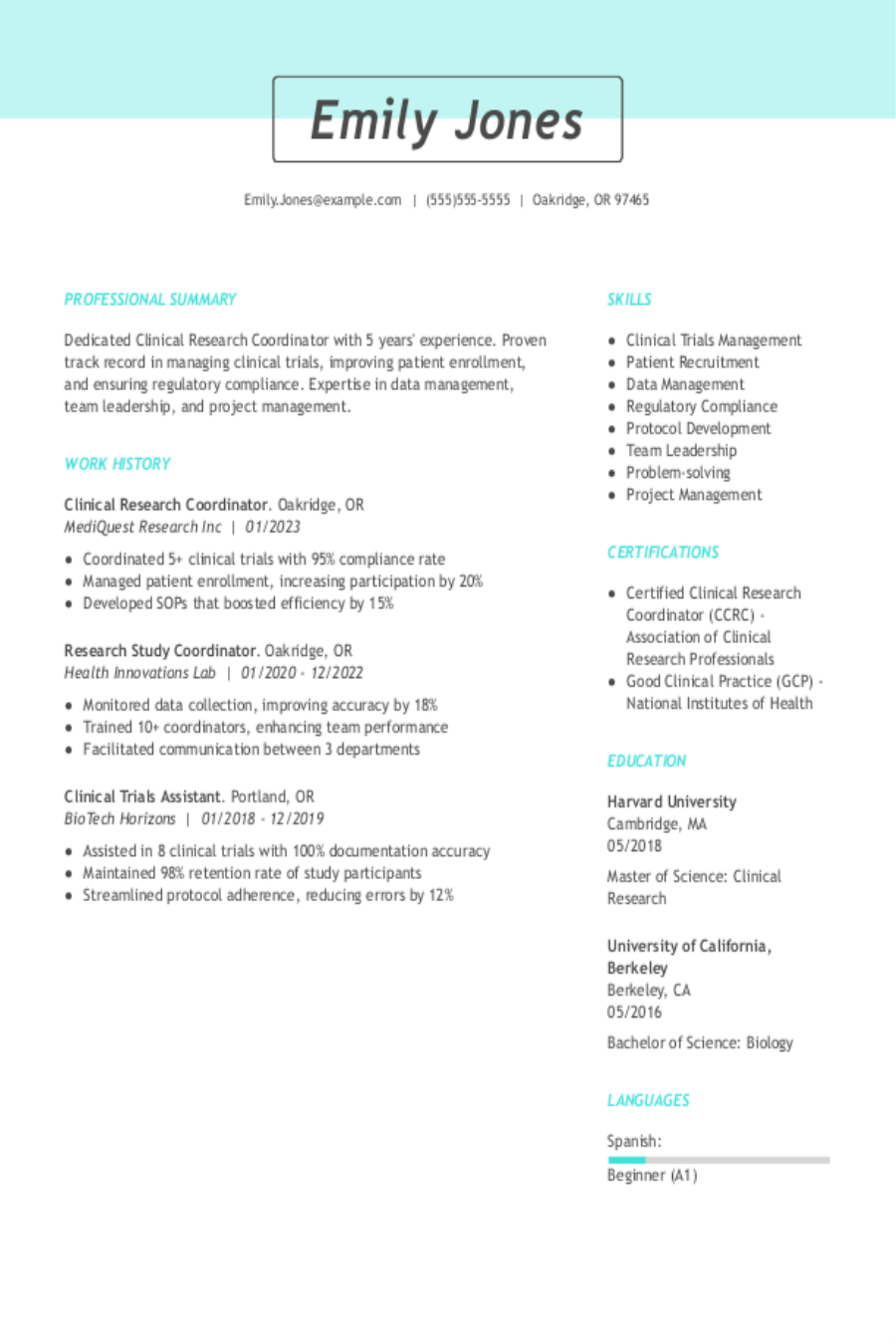 Clinical Research Coordinator Resume: Examples & Templates Clinical Research Coordinator Resume: Examples & Templates