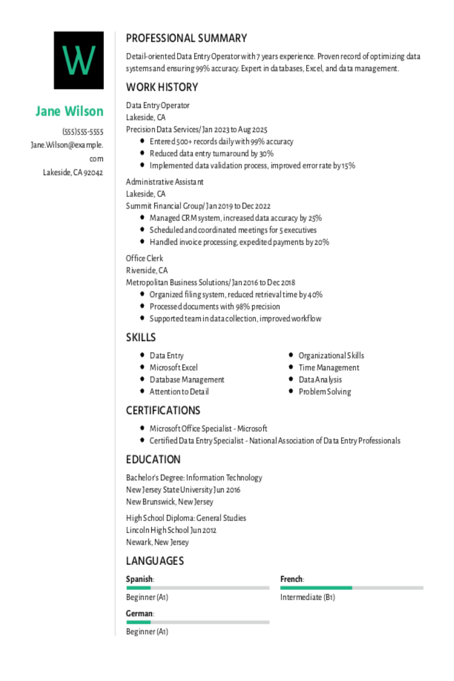 Data Entry Operator Resume: Examples & Templates Data Entry Operator Resume: Examples & Templates