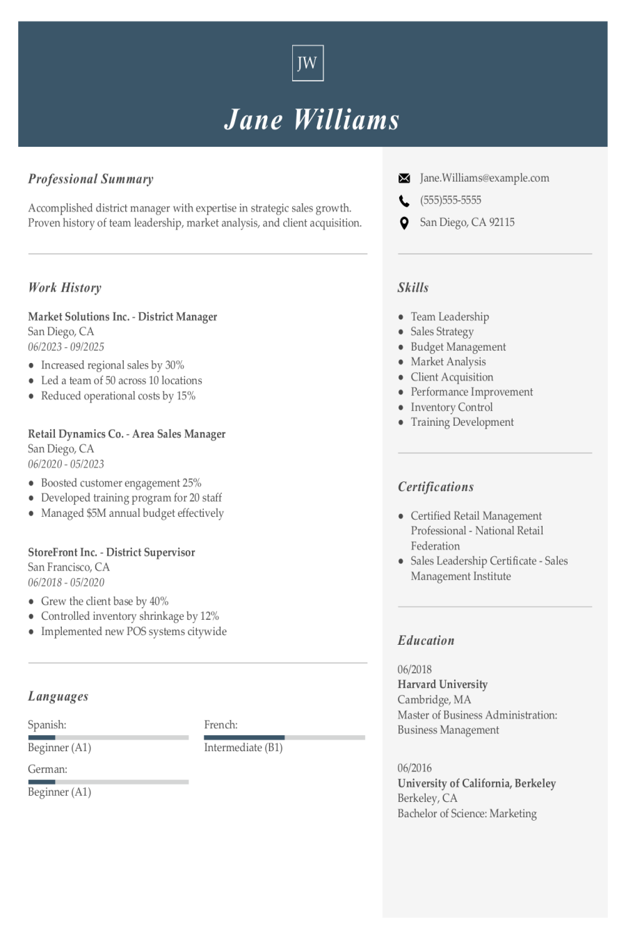 District Manager Resume: Examples & Templates District Manager Resume: Examples & Templates