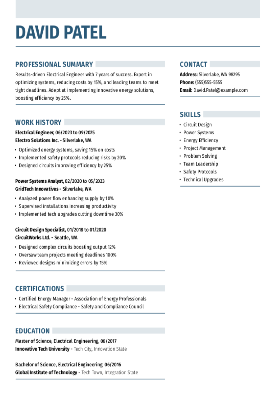 Electrical Resume: Examples & Templates Electrical Resume: Examples & Templates