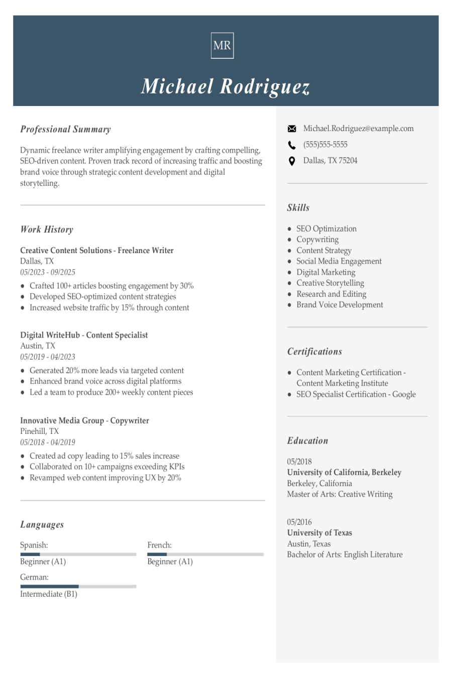 Freelance Writer Resume: Examples & Templates Freelance Writer Resume: Examples & Templates