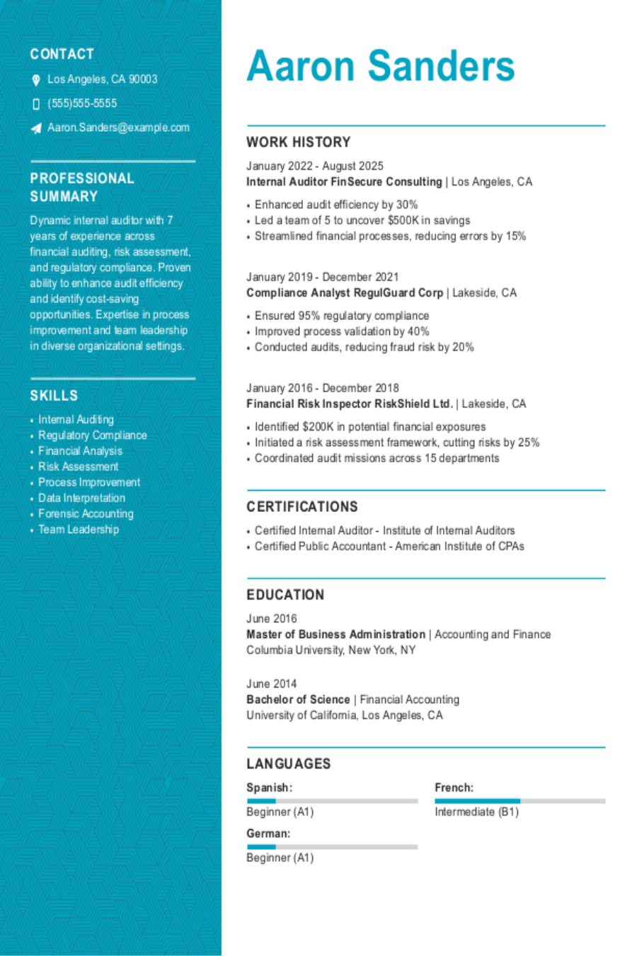 Internal Auditor Resume: Examples & Templates Internal Auditor Resume: Examples & Templates