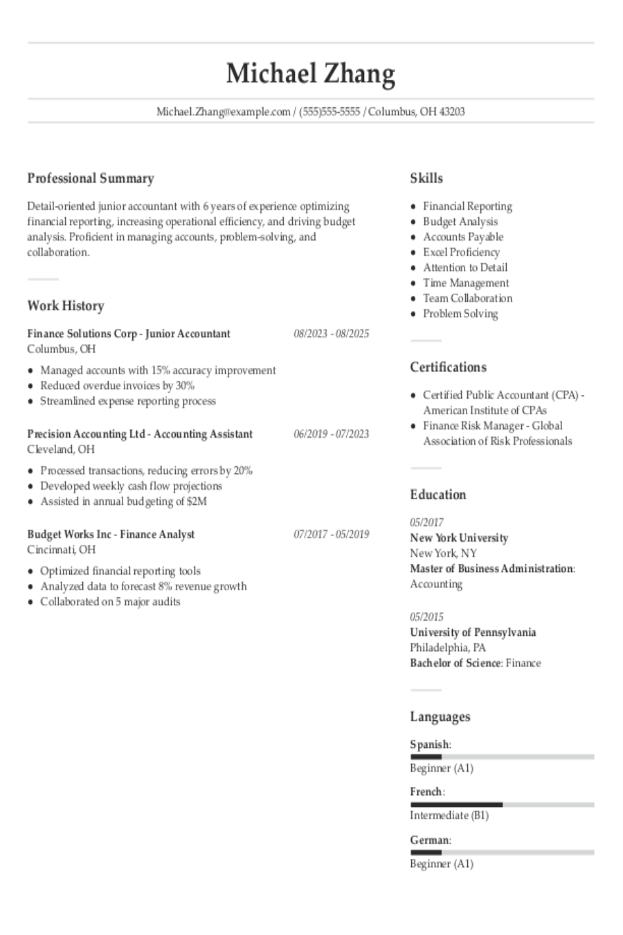 Junior Accountant Resume: Examples & Templates Junior Accountant Resume: Examples & Templates
