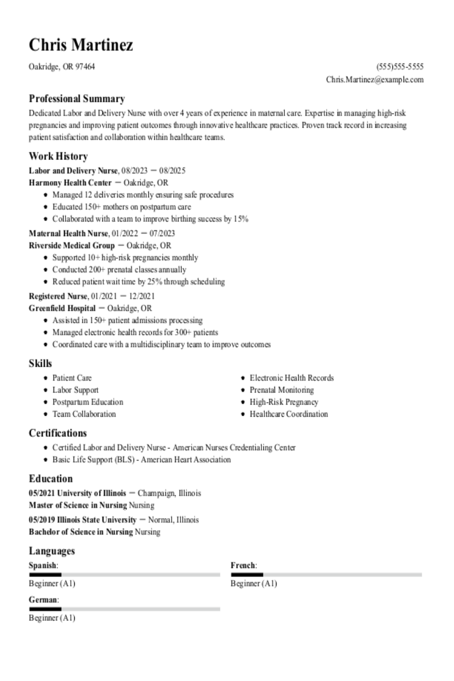 Labor and Delivery Nurse Resume: Examples & Templates Labor and Delivery Nurse Resume: Examples & Templates
