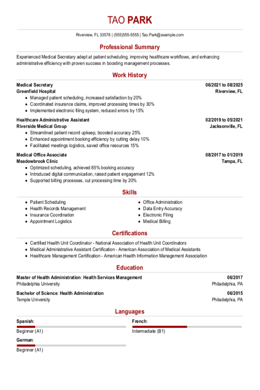 Medical Secretary Resume: Examples & Templates Medical Secretary Resume: Examples & Templates