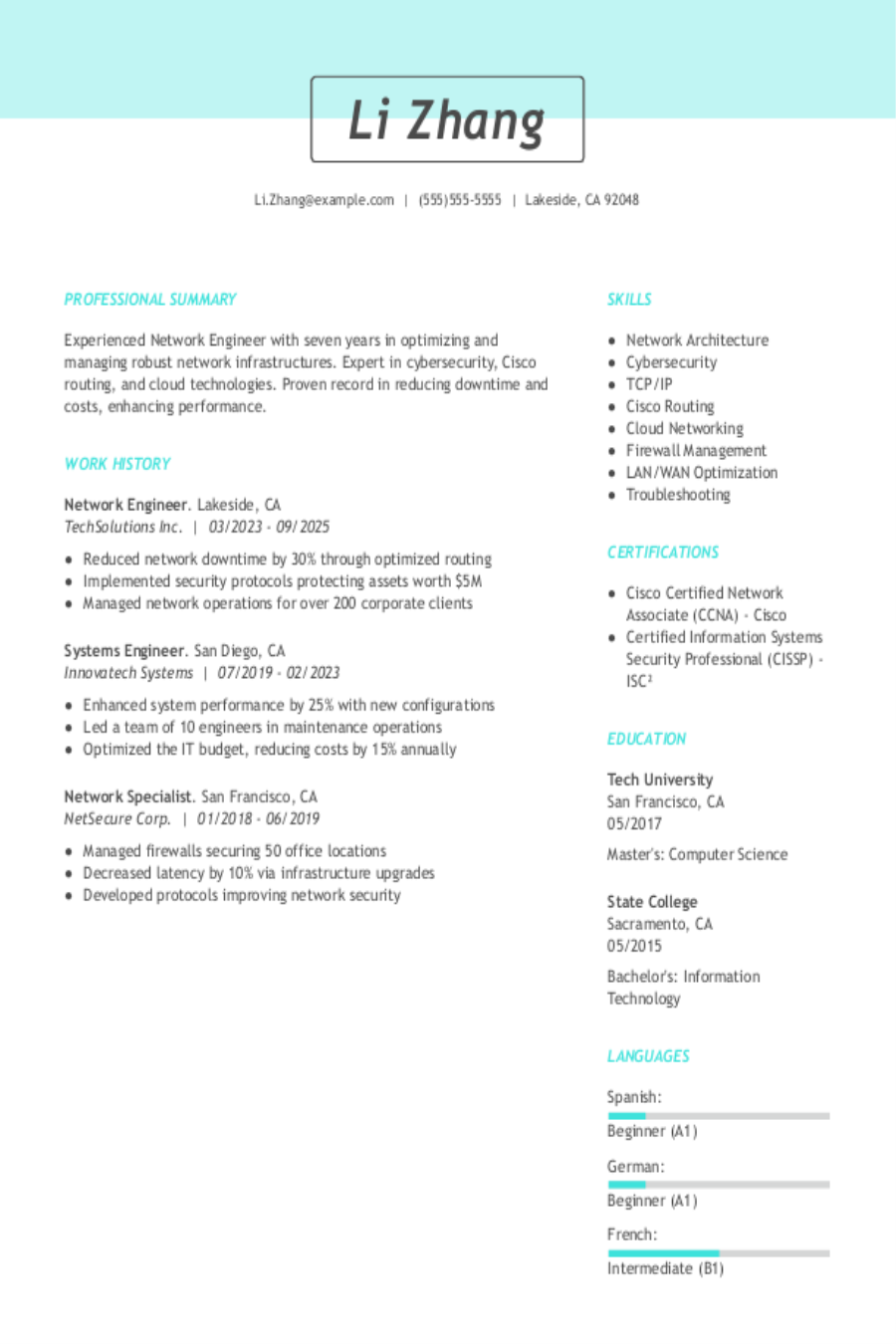 Network Engineer Resume: Examples & Templates Network Engineer Resume: Examples & Templates