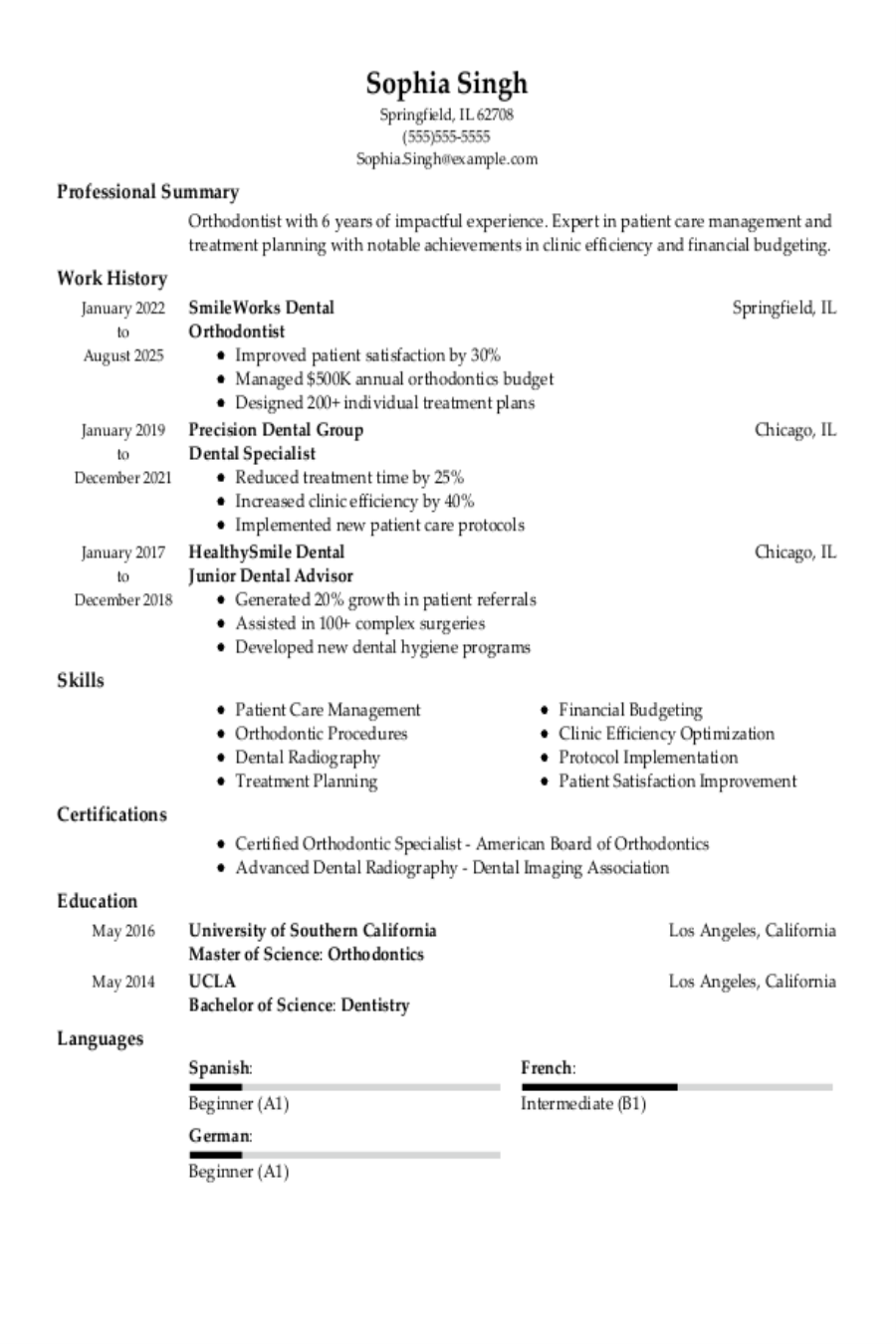 Orthodontist Resume: Examples & Templates Orthodontist Resume: Examples & Templates