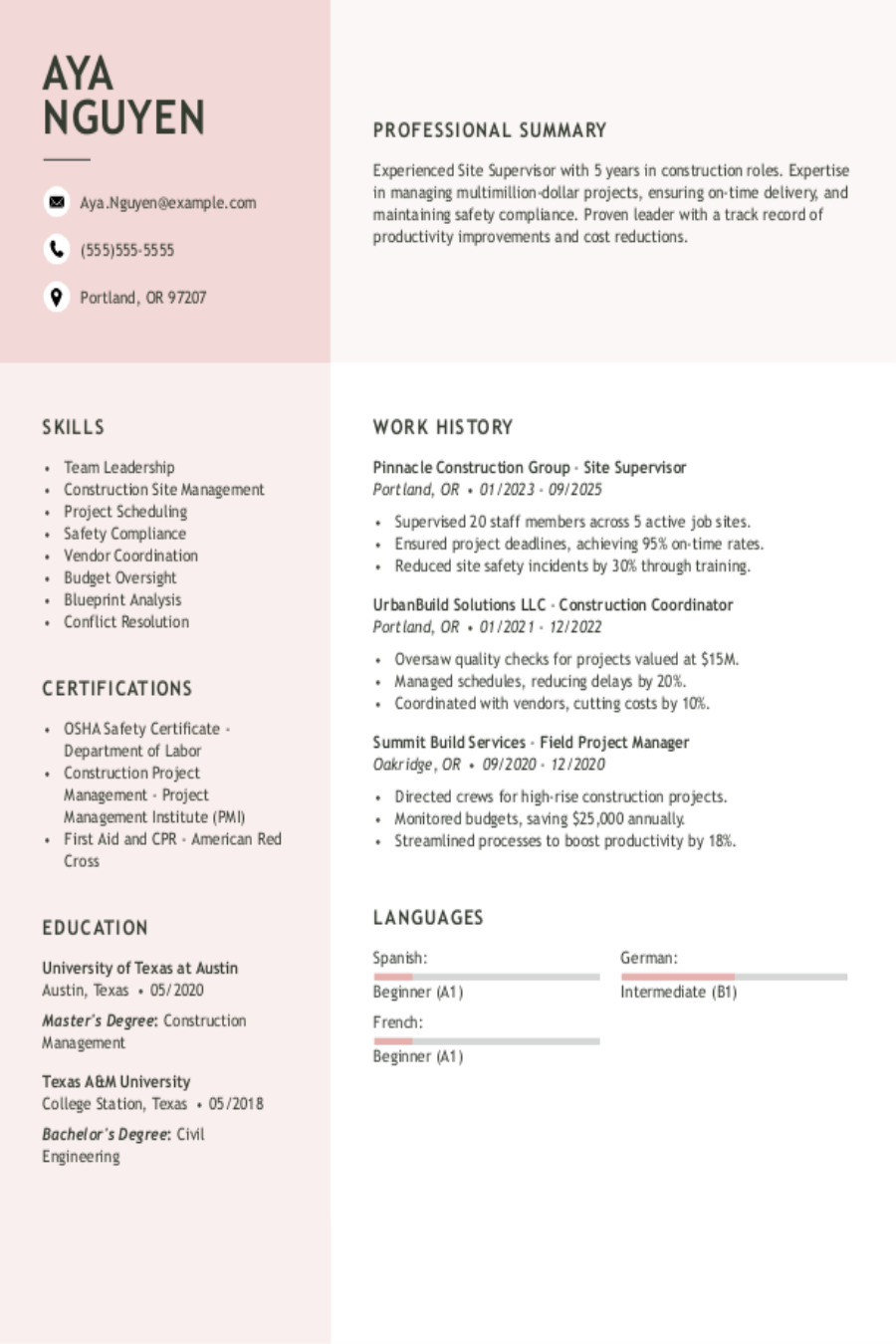 Site Supervisor Resume: Examples & Templates Site Supervisor Resume: Examples & Templates