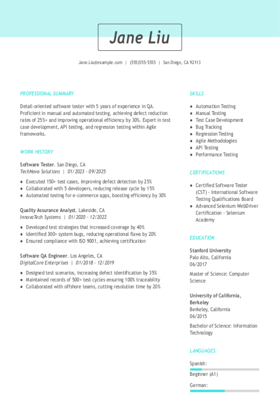 Software Tester Resume: Examples & Templates Software Tester Resume: Examples & Templates