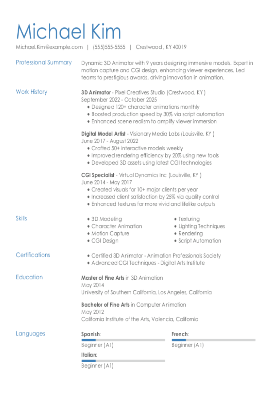 Animation Resume: Examples, Templates and Tips 