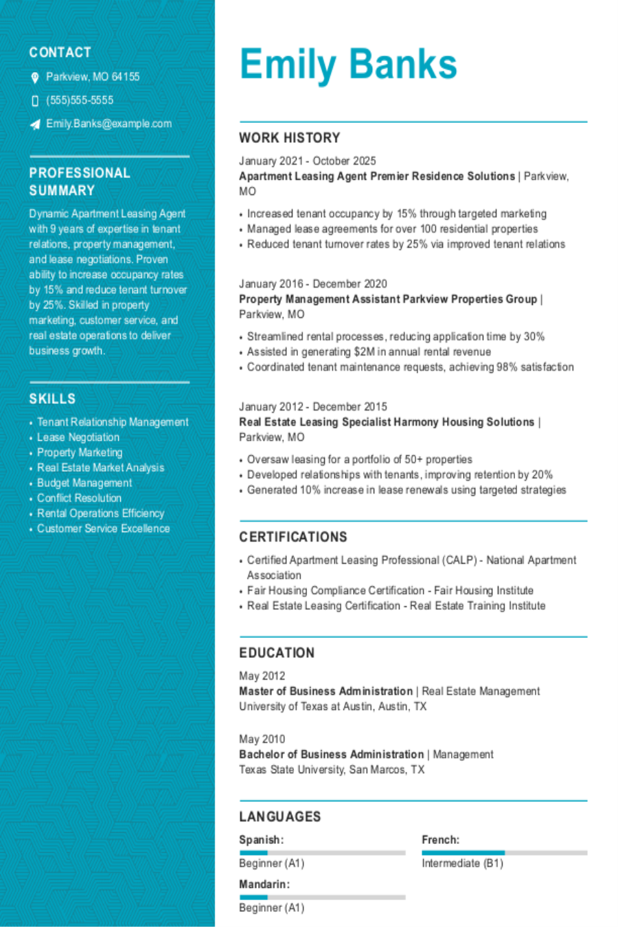 Leasing Agent Resume: Examples, Templates & Tips for 2025 Leasing Agent Resume: Examples, Templates & Tips for 2025