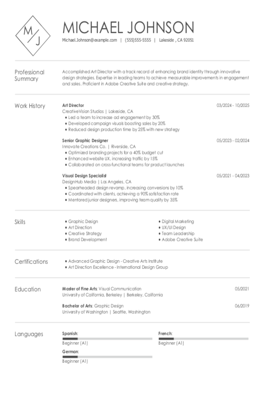 Art Director Resume: Examples, Templates and Tips