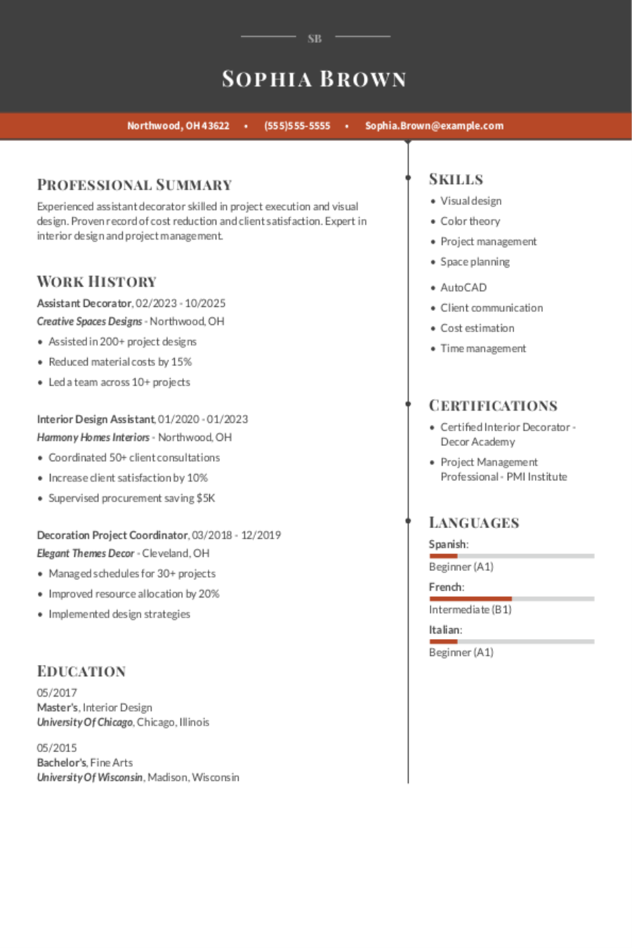 Assistant Interior Decorator Resume Example Assistant Interior Decorator Resume Example