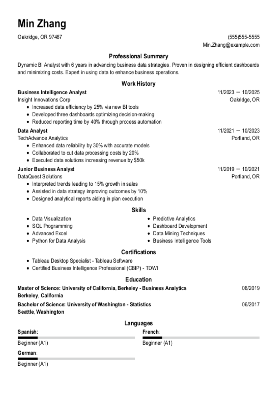 Business Intelligence Analyst Resume: Examples, Templates and Tips Business Intelligence Analyst Resume: Examples, Templates and Tips