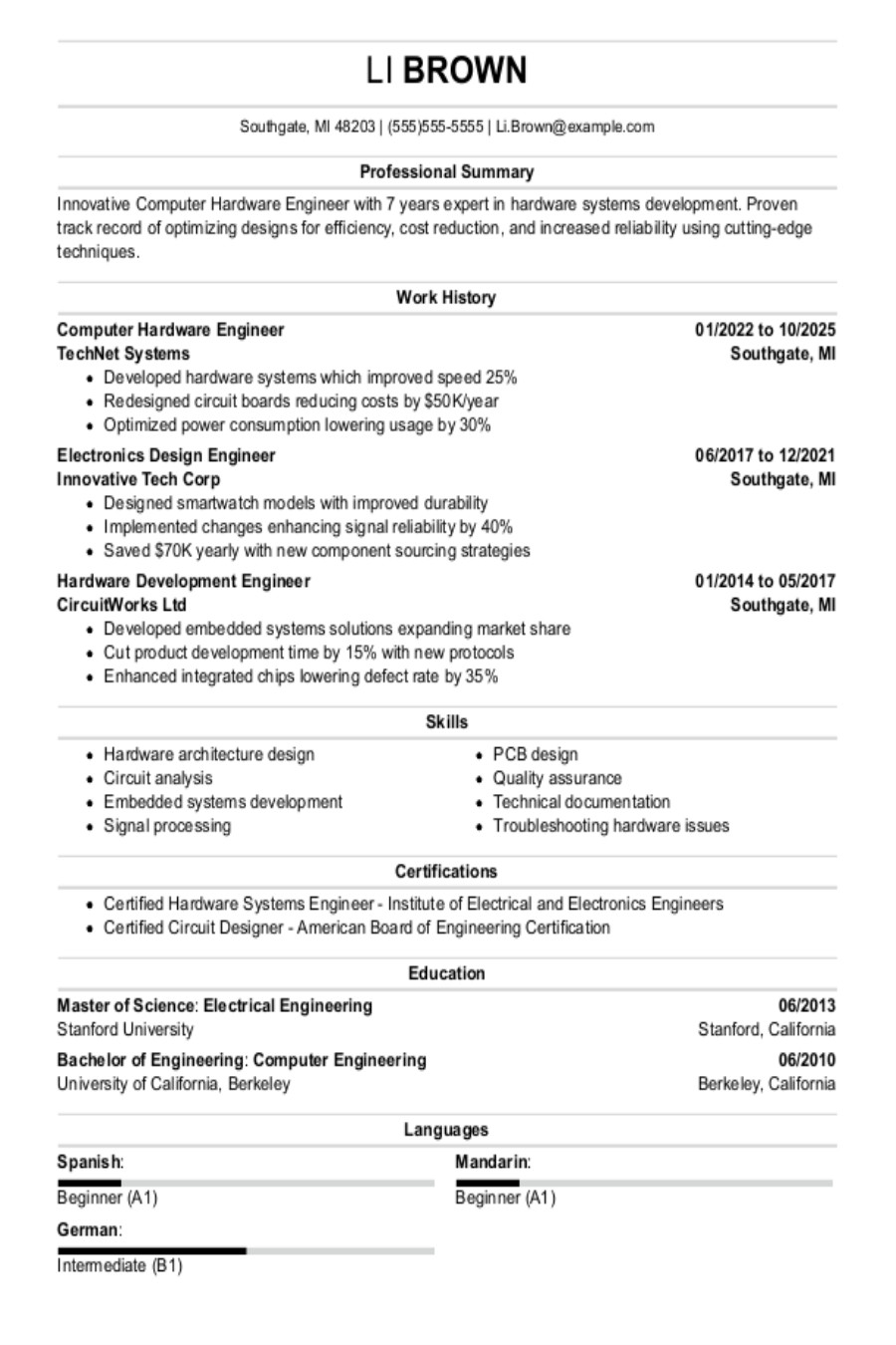Computer Engineer Resume: Examples, Templates and Tips Computer Engineer Resume: Examples, Templates and Tips