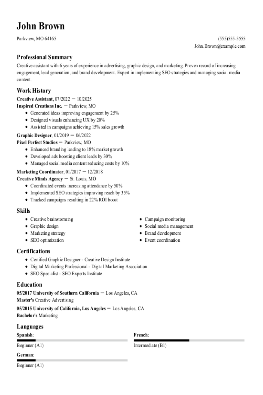 Creative Assistant Resume: Examples, Templates & Tips for 2025