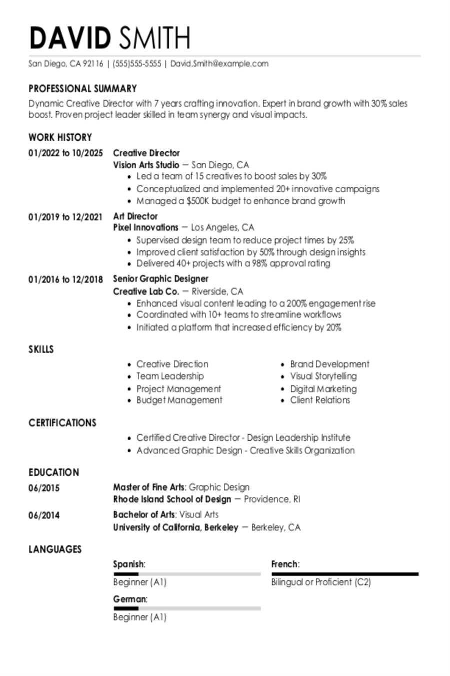 Creative Director Resume: Examples, Templates and Tips
