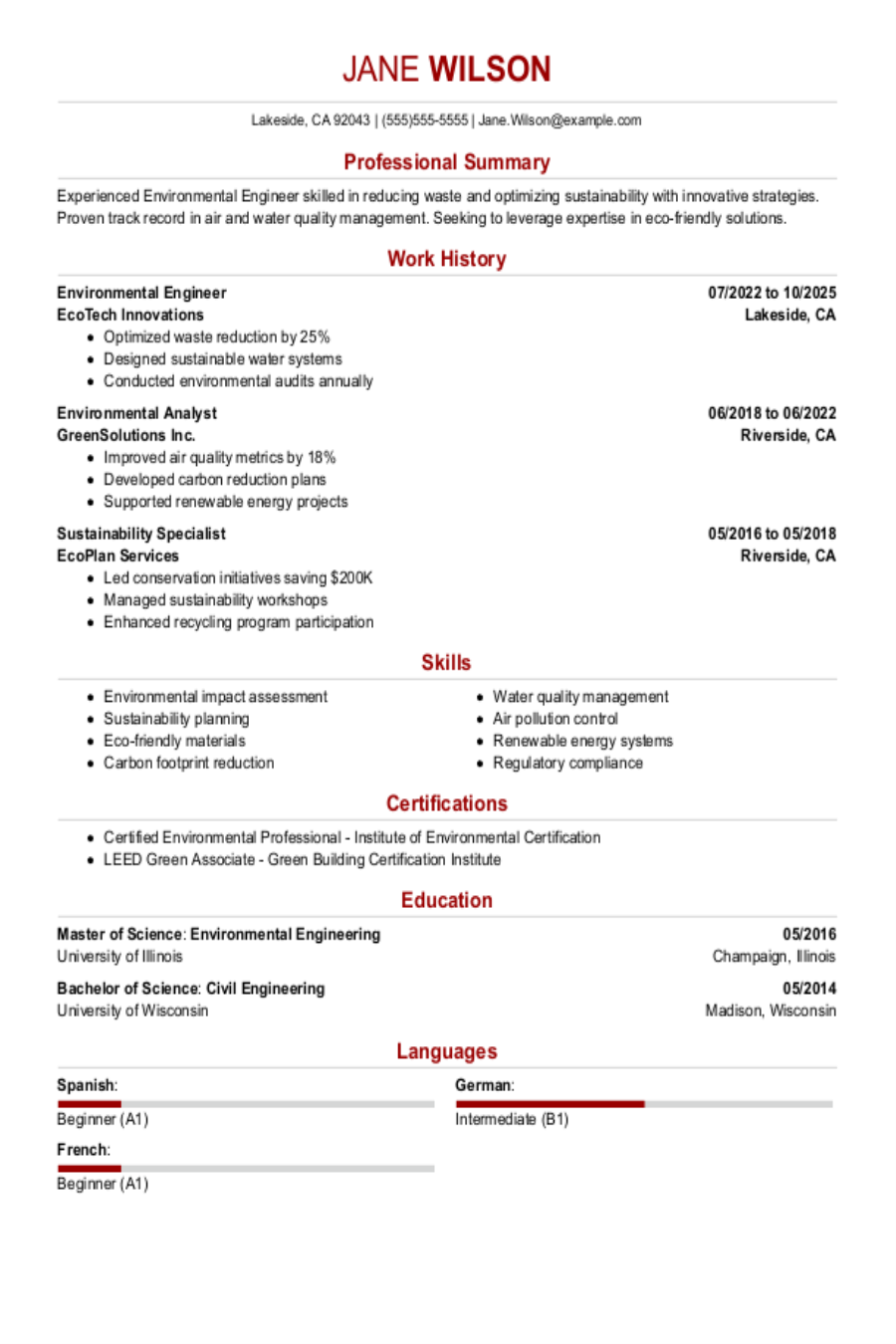 Environmental Engineer Resume: Examples, Templates & Tips for 2025