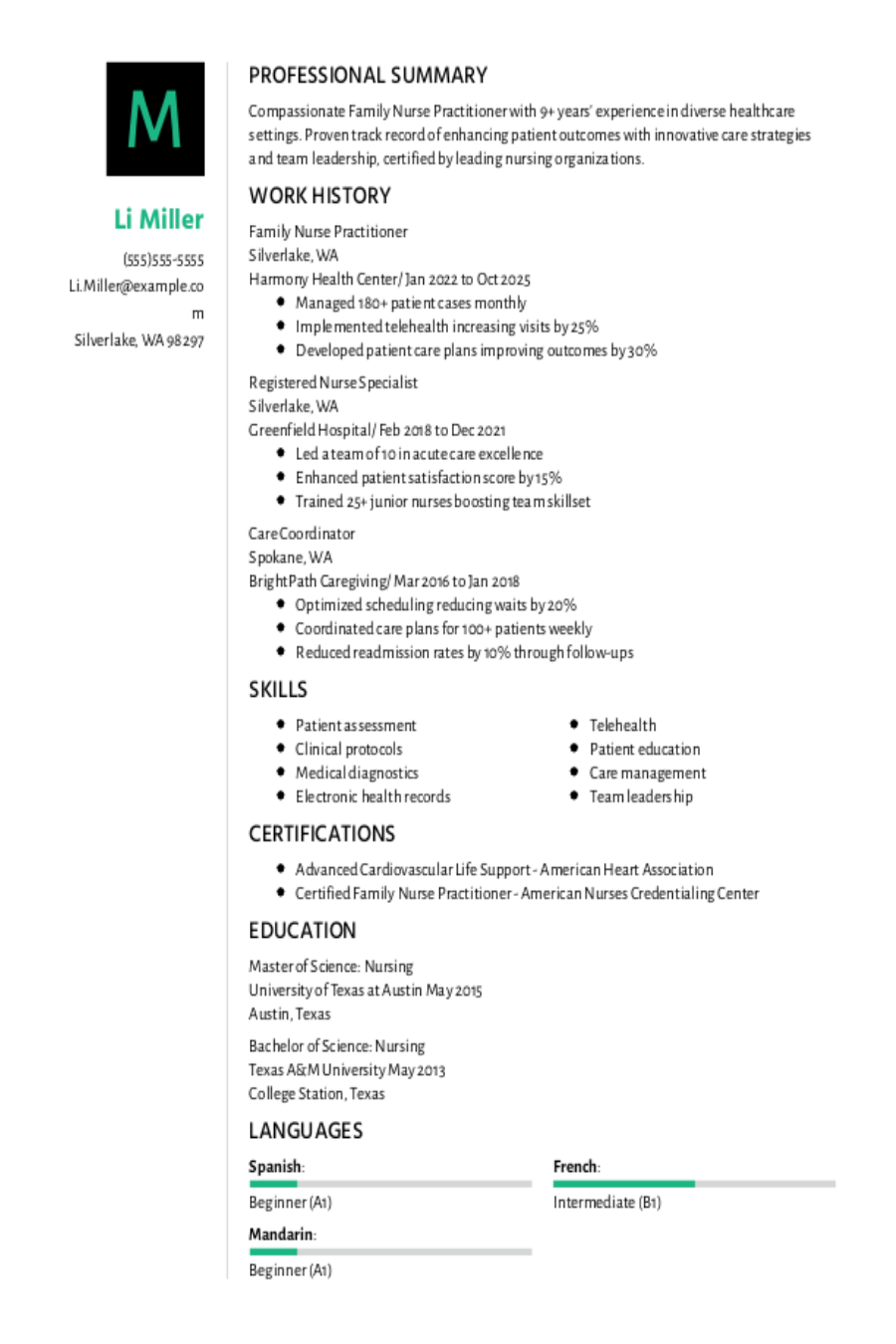 Family Nurse Practitioner Resume Example Family Nurse Practitioner Resume Example