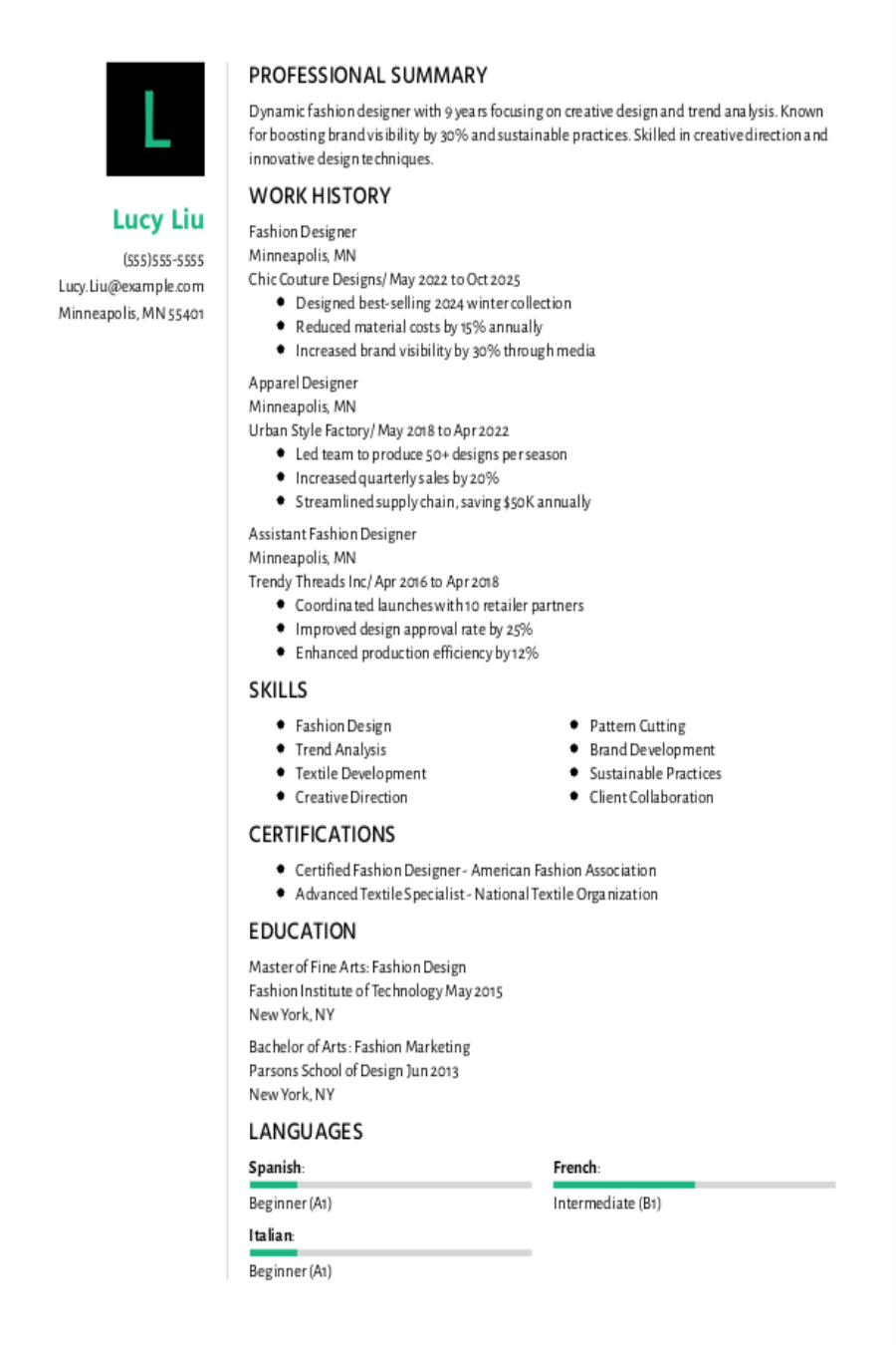 Fashion Designer Resume: Examples, Templates and Tips for 2025