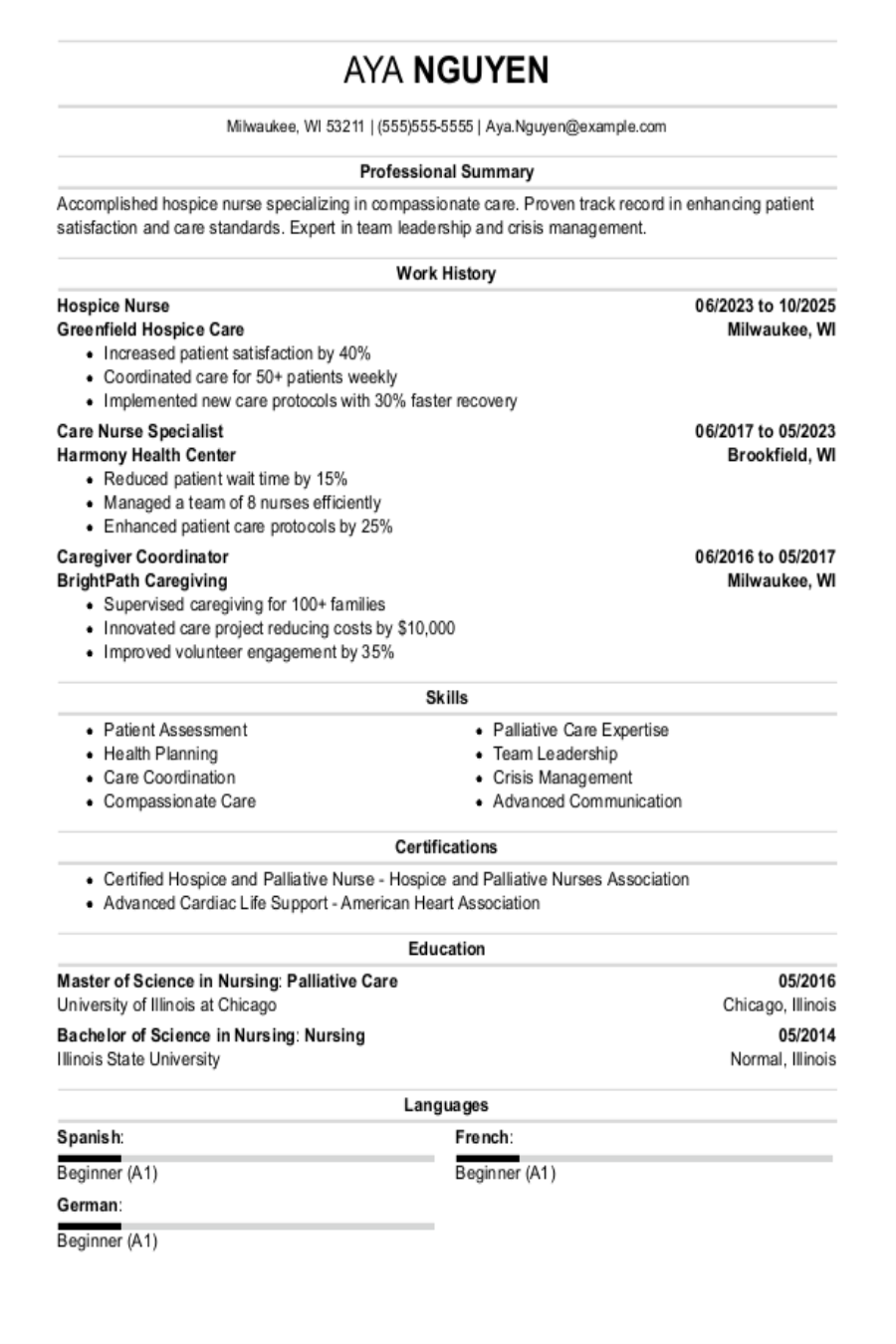 Hospice Nurse Resume: Examples, Template & Skills Hospice Nurse Resume: Examples, Template & Skills
