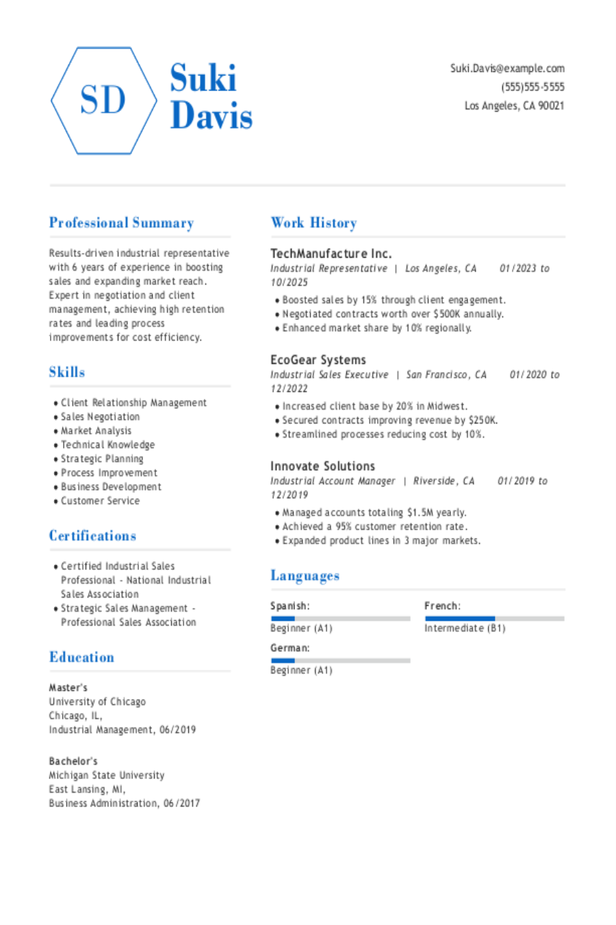 Industrial Sales Representative: Examples, Templates & Tips for 2025 Industrial Sales Representative: Examples, Templates & Tips for 2025