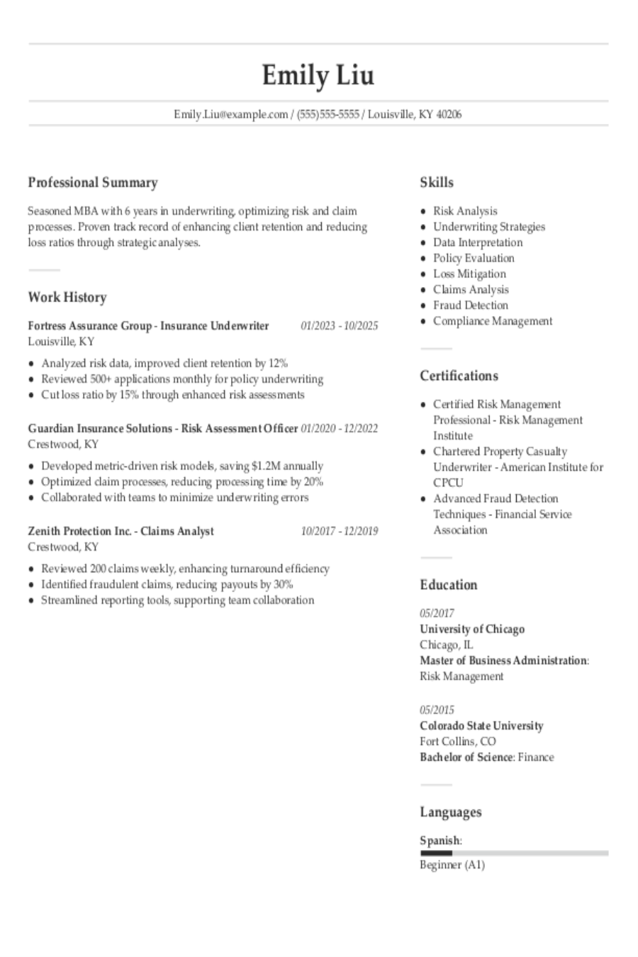 Insurance Underwriter Resume: Examples & Templates Insurance Underwriter Resume: Examples & Templates