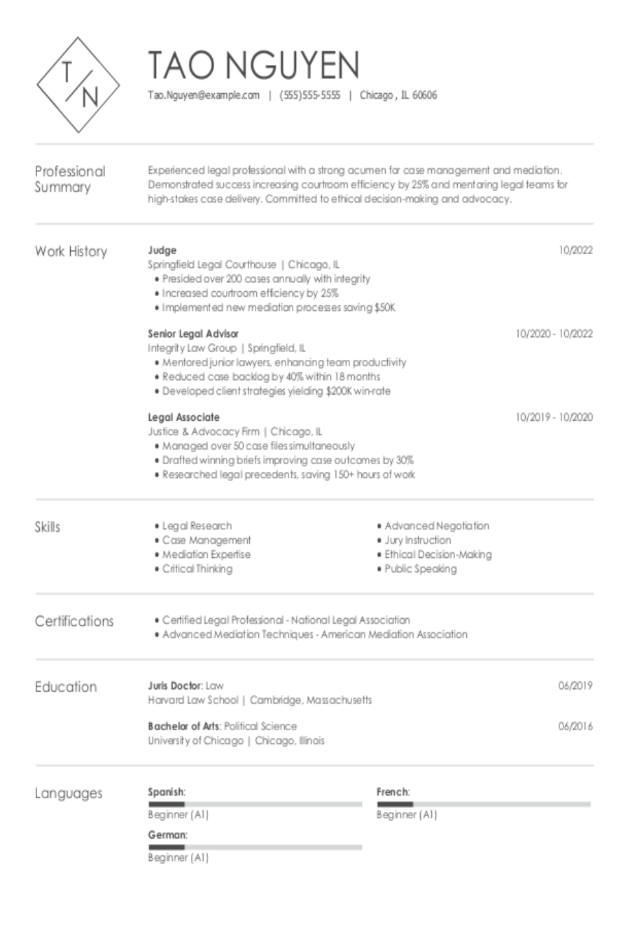 Judge Resume: Examples & Templates Judge Resume: Examples & Templates