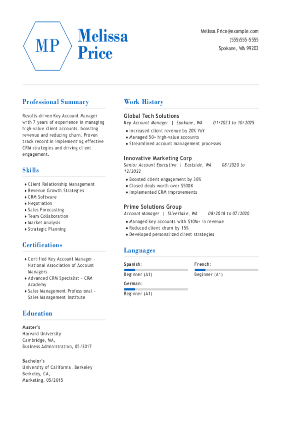 Key Account Manager Resume: Examples, Templates & Tips Key Account Manager Resume: Examples, Templates & Tips