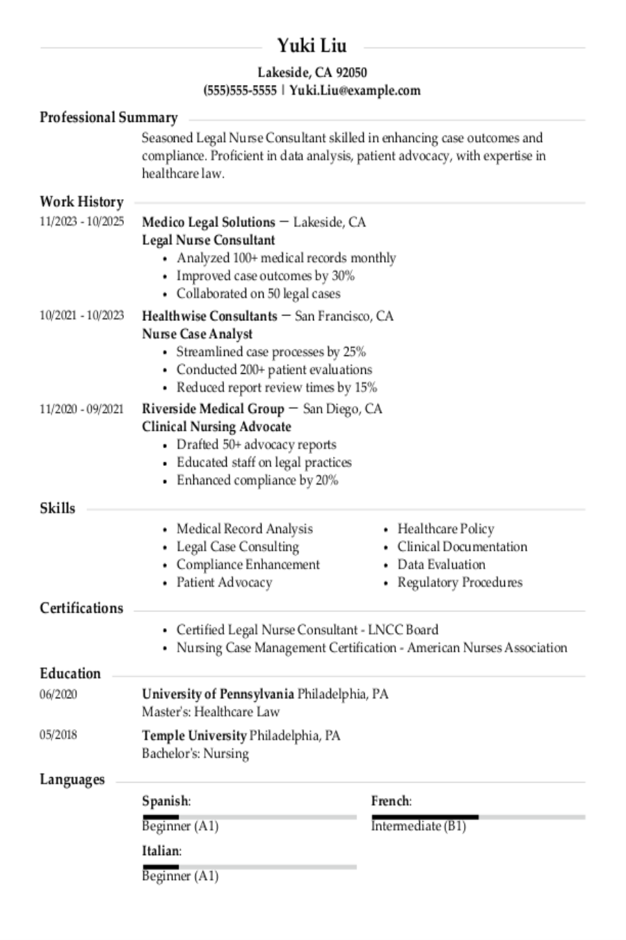 Legal Nurse Consultant Resume Example Legal Nurse Consultant Resume Example