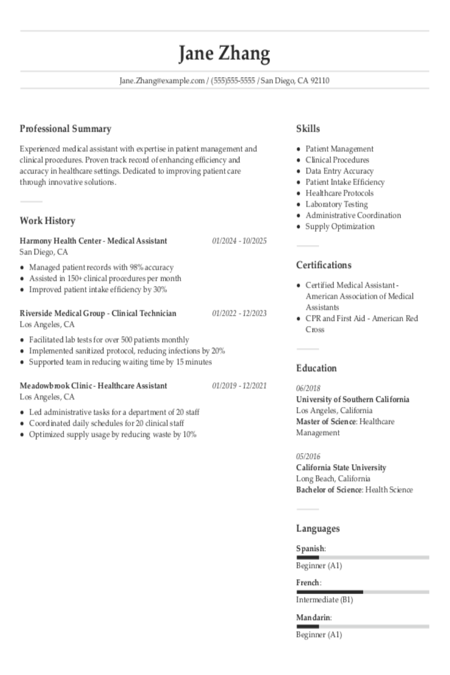Medical Assistant Resume: Examples, Templates & Tips for 2025 Medical Assistant Resume: Examples, Templates & Tips for 2025